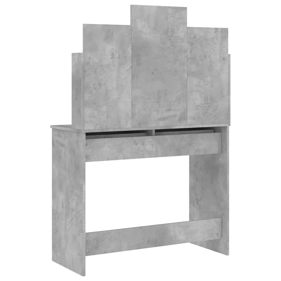 Coiffeuse avec miroir gris béton 96x39x142 cm - 7