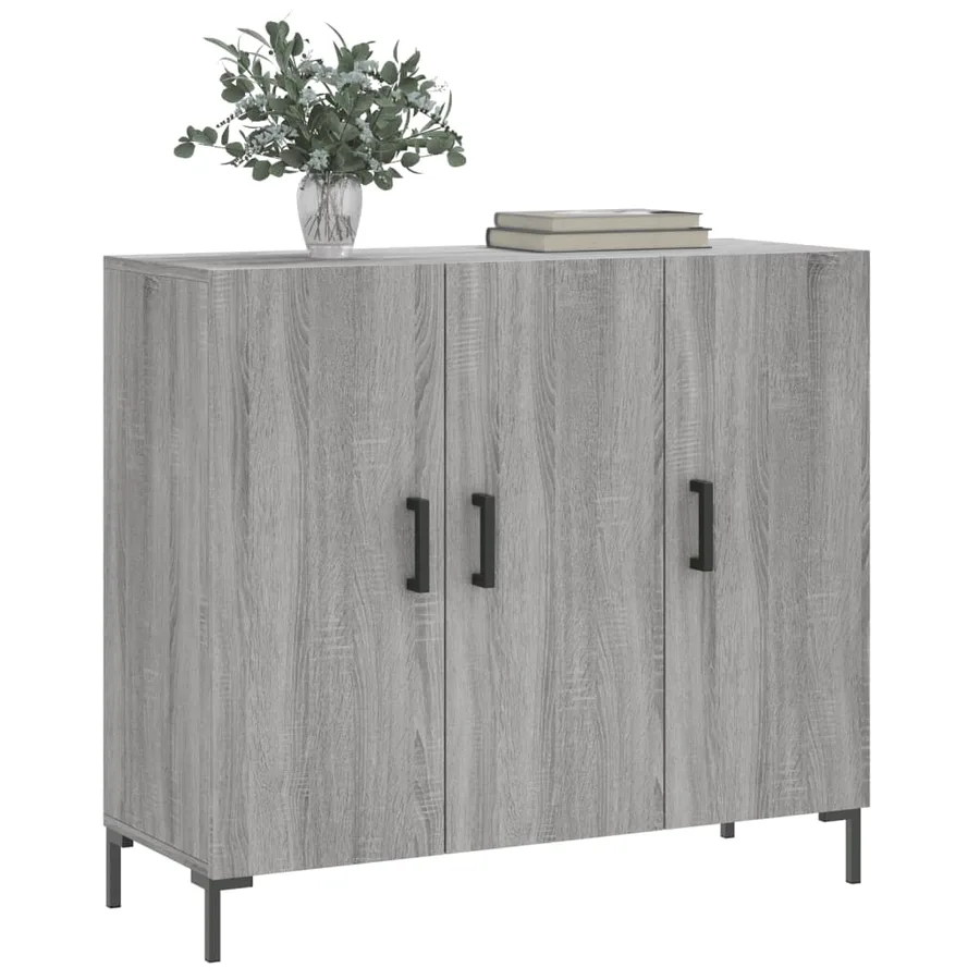 Buffet sonoma gris 90x34x80 cm bois d'ingénierie - 3