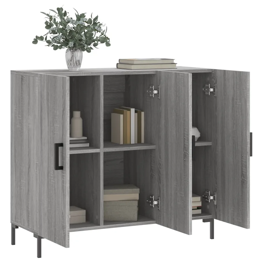 Buffet sonoma gris 90x34x80 cm bois d'ingénierie - 4