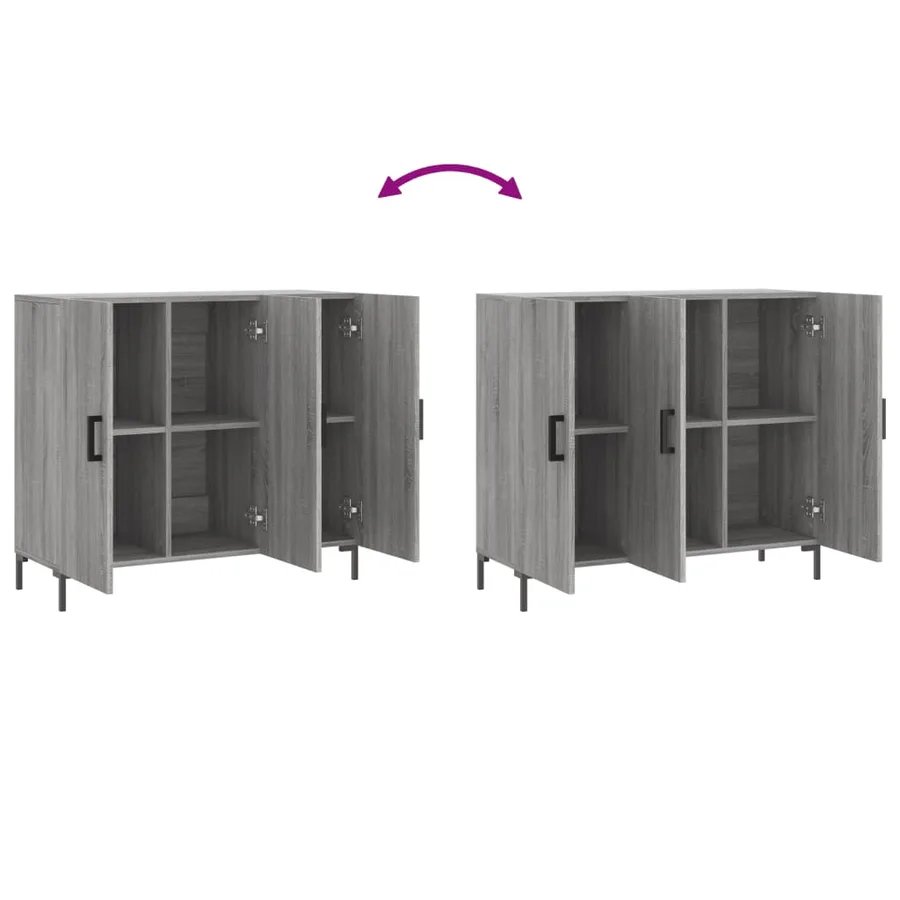 Buffet sonoma gris 90x34x80 cm bois d'ingénierie - 9