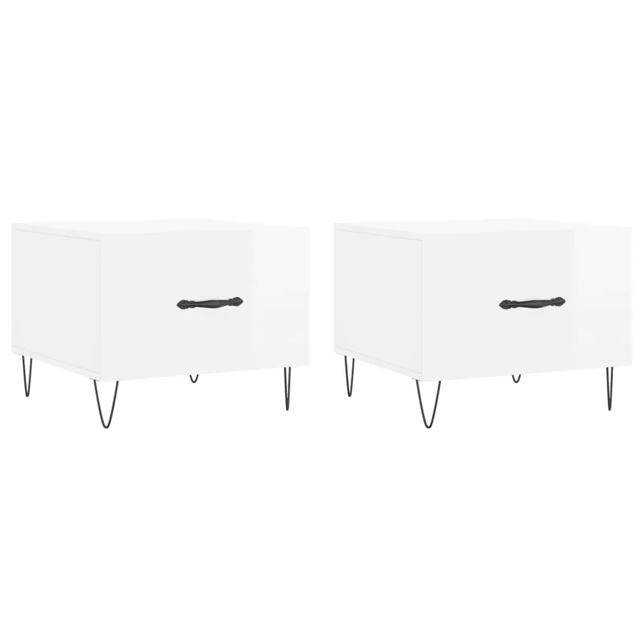 Tables basses 2 pcs blanc brillant 50x50x40cm bois d'ingénierie - 2