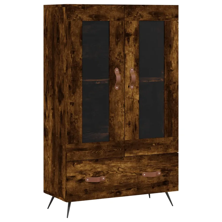 Buffet haut chêne fumé 69,5x31x115 cm bois d'ingénierie - 2