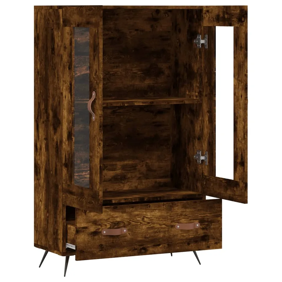 Buffet haut chêne fumé 69,5x31x115 cm bois d'ingénierie - 5