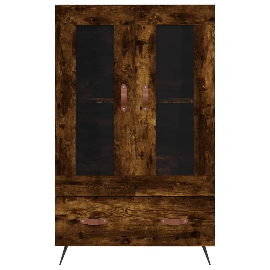 Buffet haut chêne fumé 69,5x31x115 cm bois d'ingénierie - 6
