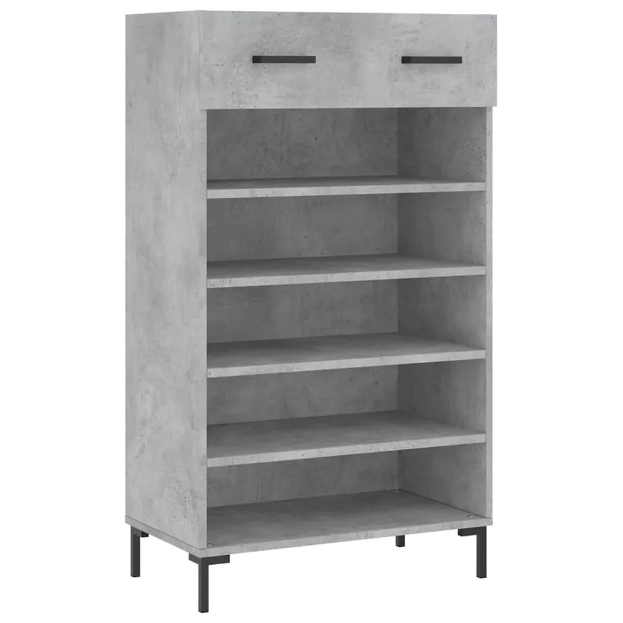 Armoire à chaussures gris béton 60x35x105 cm bois d'ingénierie - 2