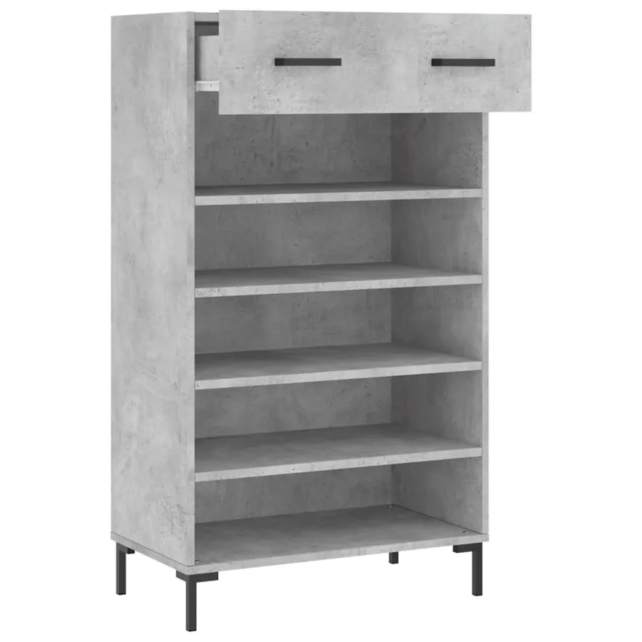 Armoire à chaussures gris béton 60x35x105 cm bois d'ingénierie - 5