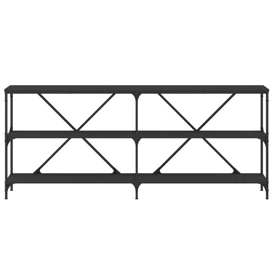 Table console noir 180x30x75 cm bois d'ingénierie et fer - 4