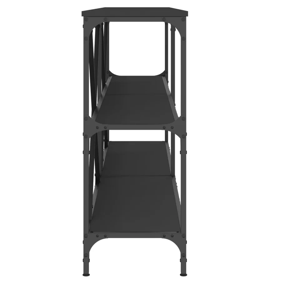 Table console noir 180x30x75 cm bois d'ingénierie et fer - 5