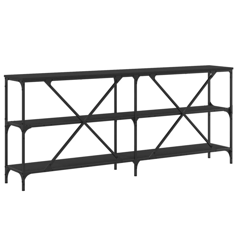 Table console noir 180x30x75 cm bois d'ingénierie et fer - 6