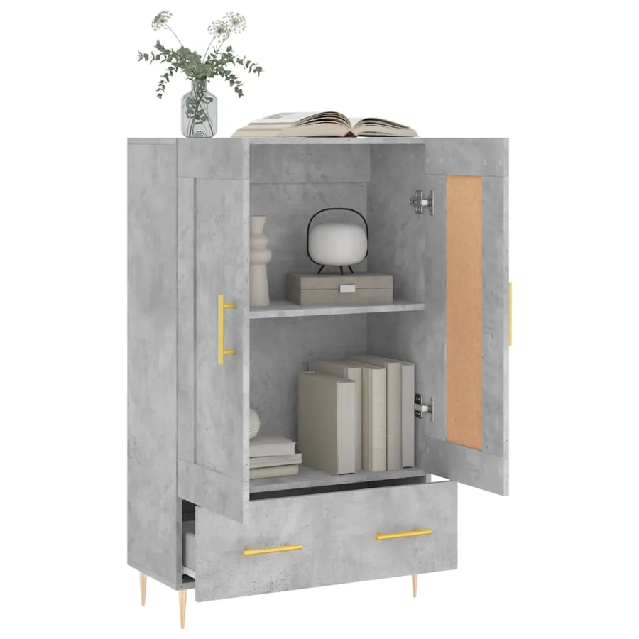 Buffet haut gris béton 69,5x31x115 cm bois d'ingénierie - 4
