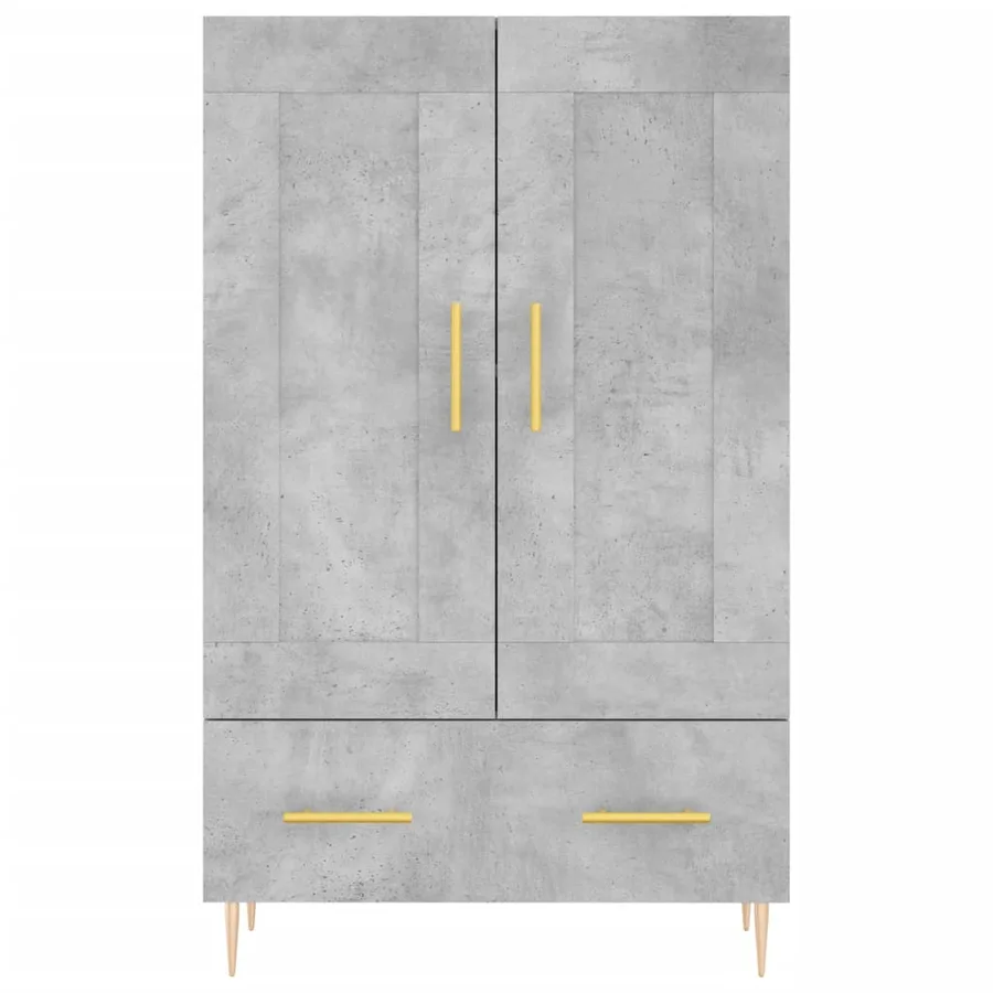 Buffet haut gris béton 69,5x31x115 cm bois d'ingénierie - 5