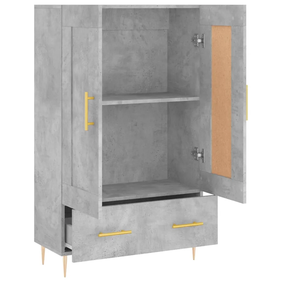 Buffet haut gris béton 69,5x31x115 cm bois d'ingénierie - 6