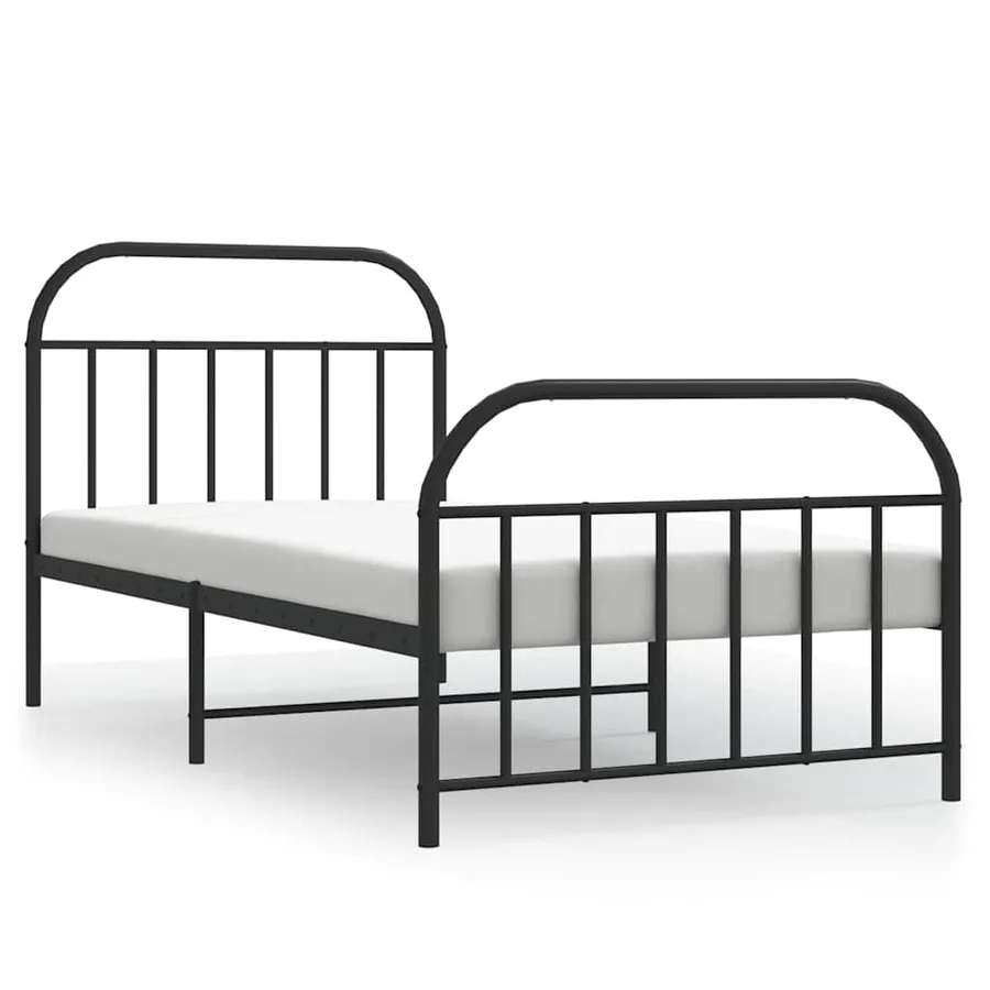 Cadre de lit métal sans matelas avec pied de lit noir 100x190cm - 2