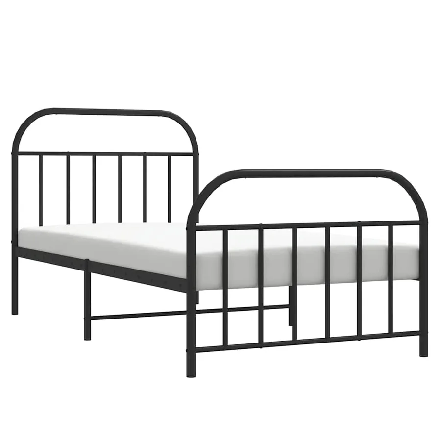 Cadre de lit métal sans matelas avec pied de lit noir 100x190cm - 4
