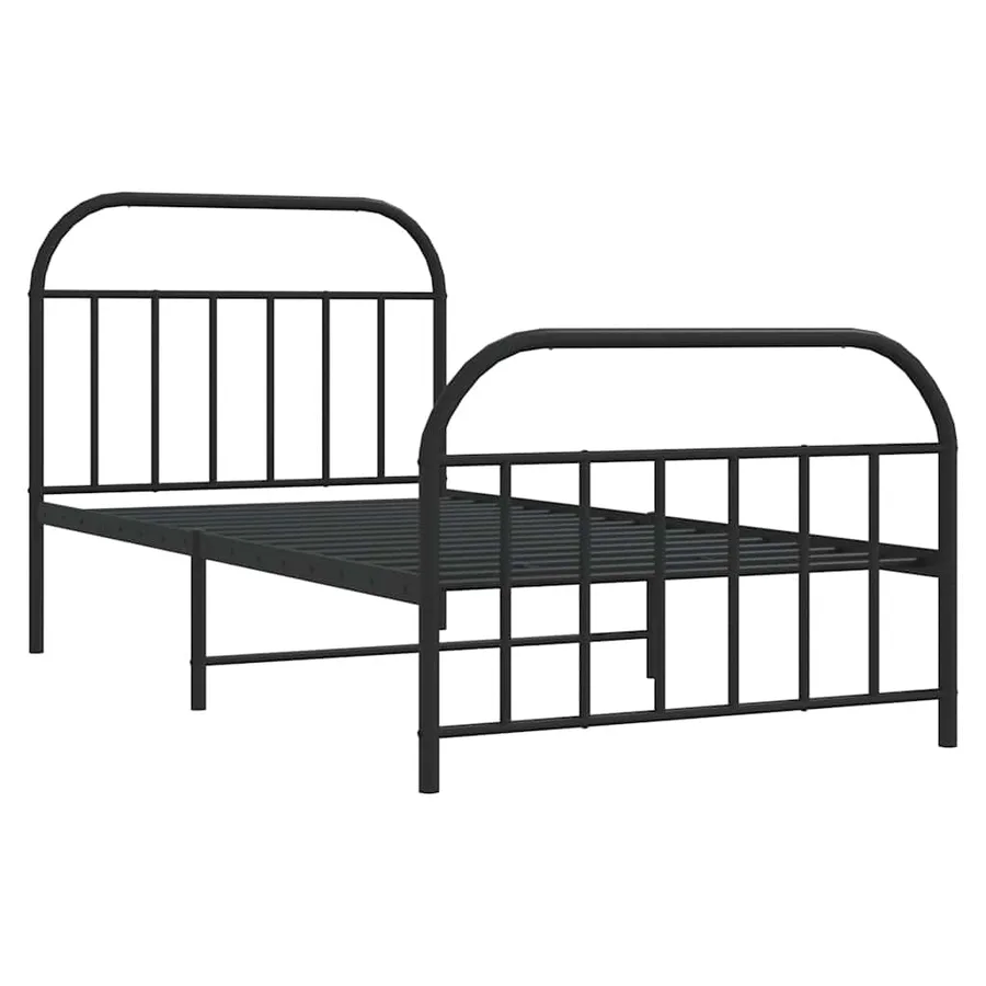 Cadre de lit métal sans matelas avec pied de lit noir 100x190cm - 5