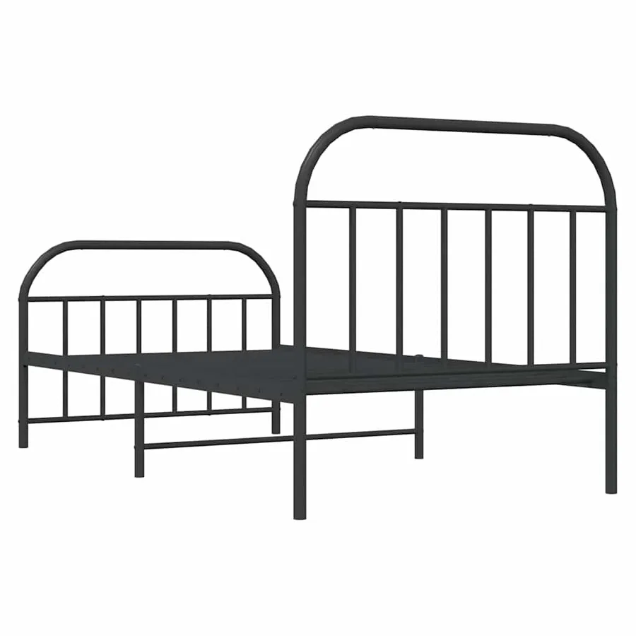 Cadre de lit métal sans matelas avec pied de lit noir 100x190cm - 8