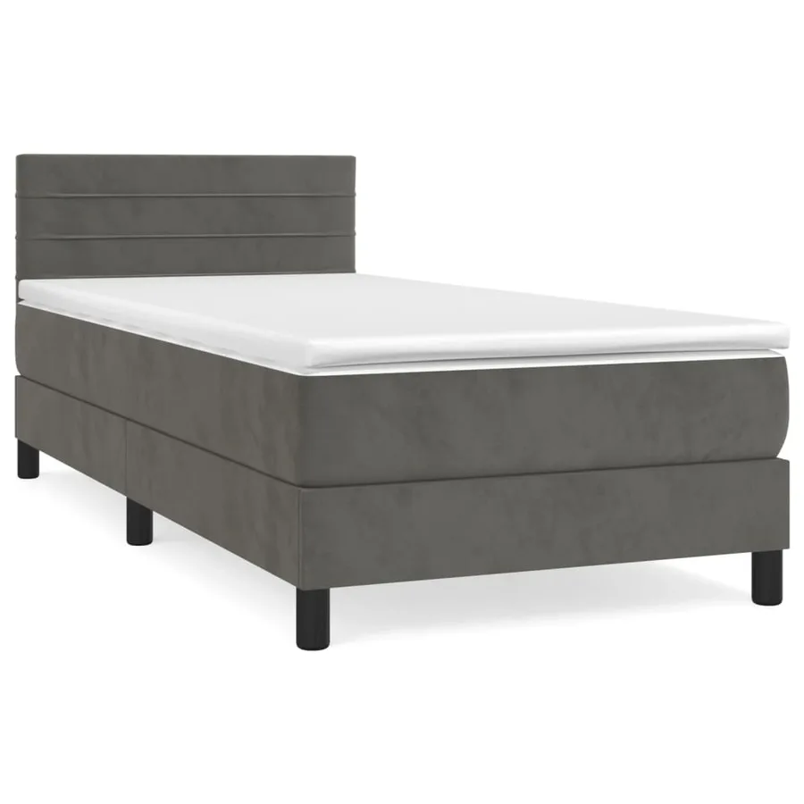 Sommier à lattes de lit et matelas Gris foncé 90x190 cm Velours - 2