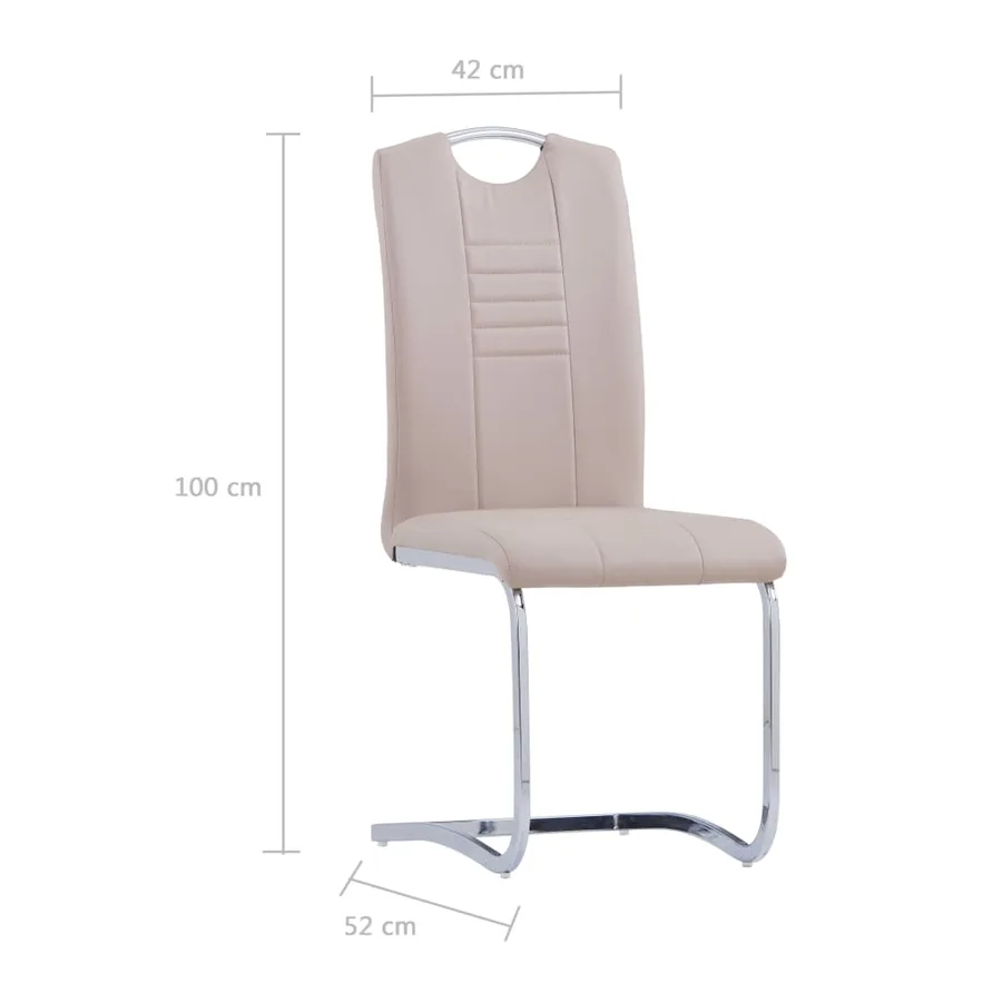 Chaises à manger cantilever lot de 2 cappuccino similicuir - 6