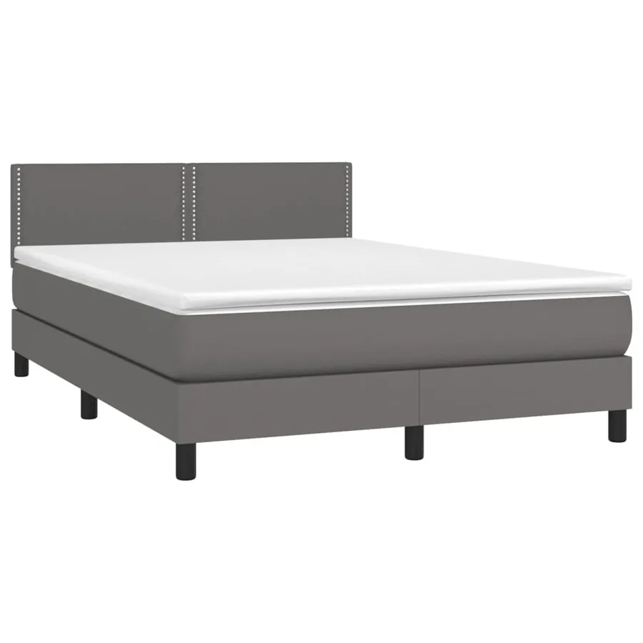Sommier à lattes de lit avec matelas et LED Gris 140x200 cm - 3