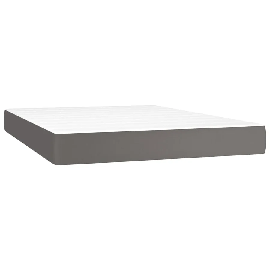 Sommier à lattes de lit avec matelas et LED Gris 140x200 cm - 6