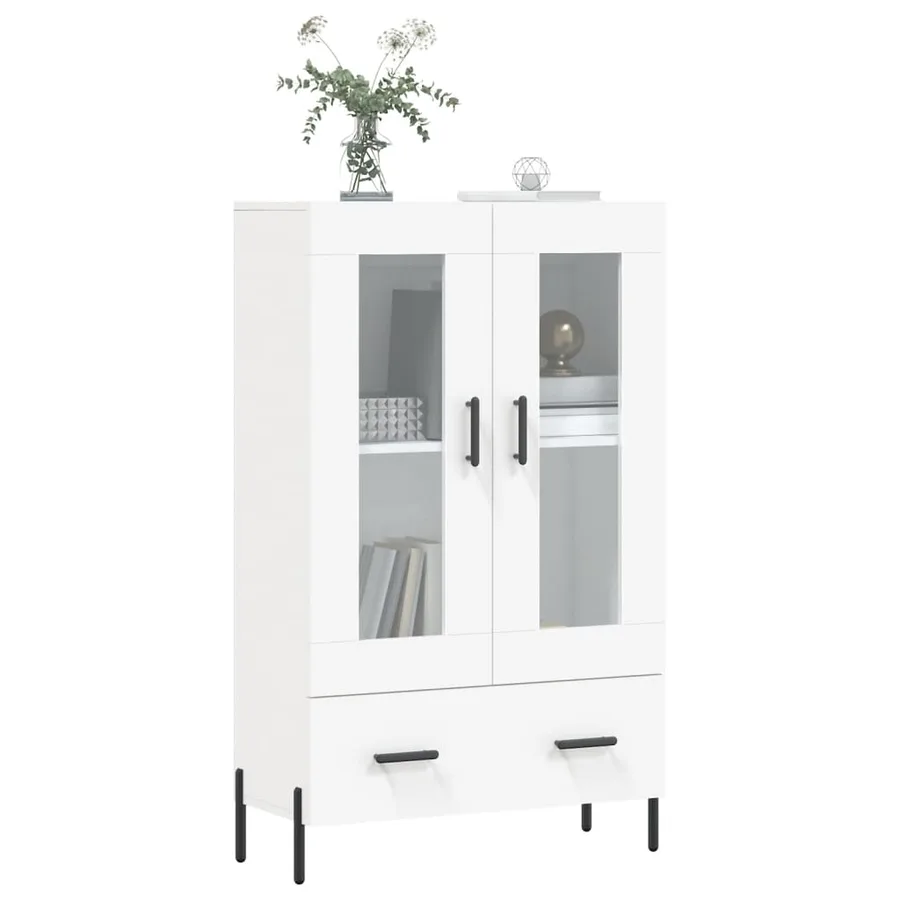 Buffet haut blanc 69,5x31x115 cm bois d'ingénierie - 3
