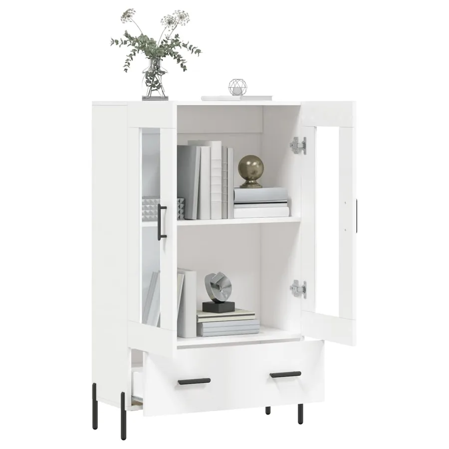 Buffet haut blanc 69,5x31x115 cm bois d'ingénierie - 4