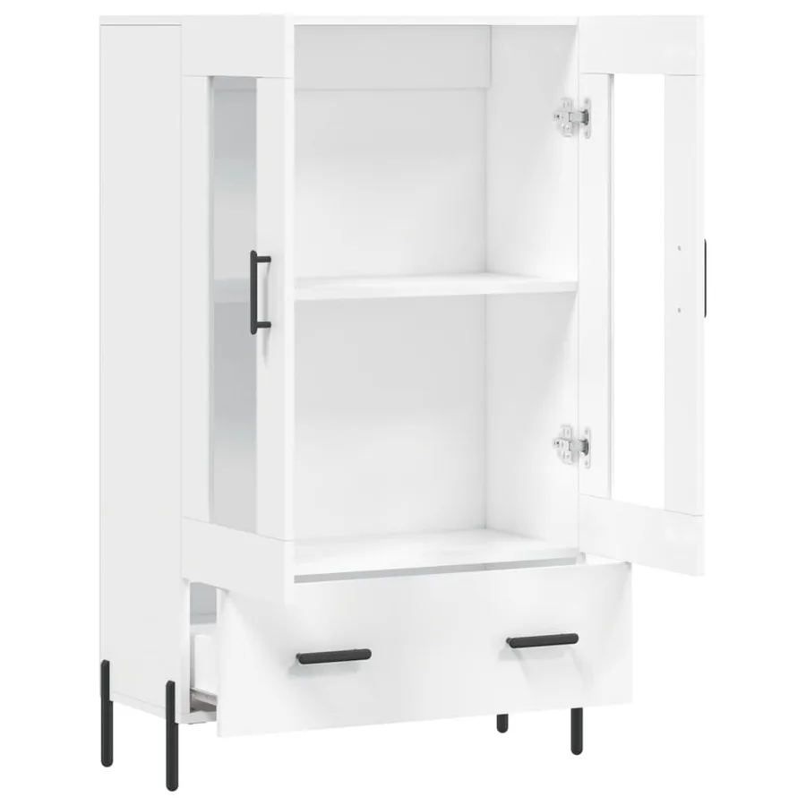 Buffet haut blanc 69,5x31x115 cm bois d'ingénierie - 5