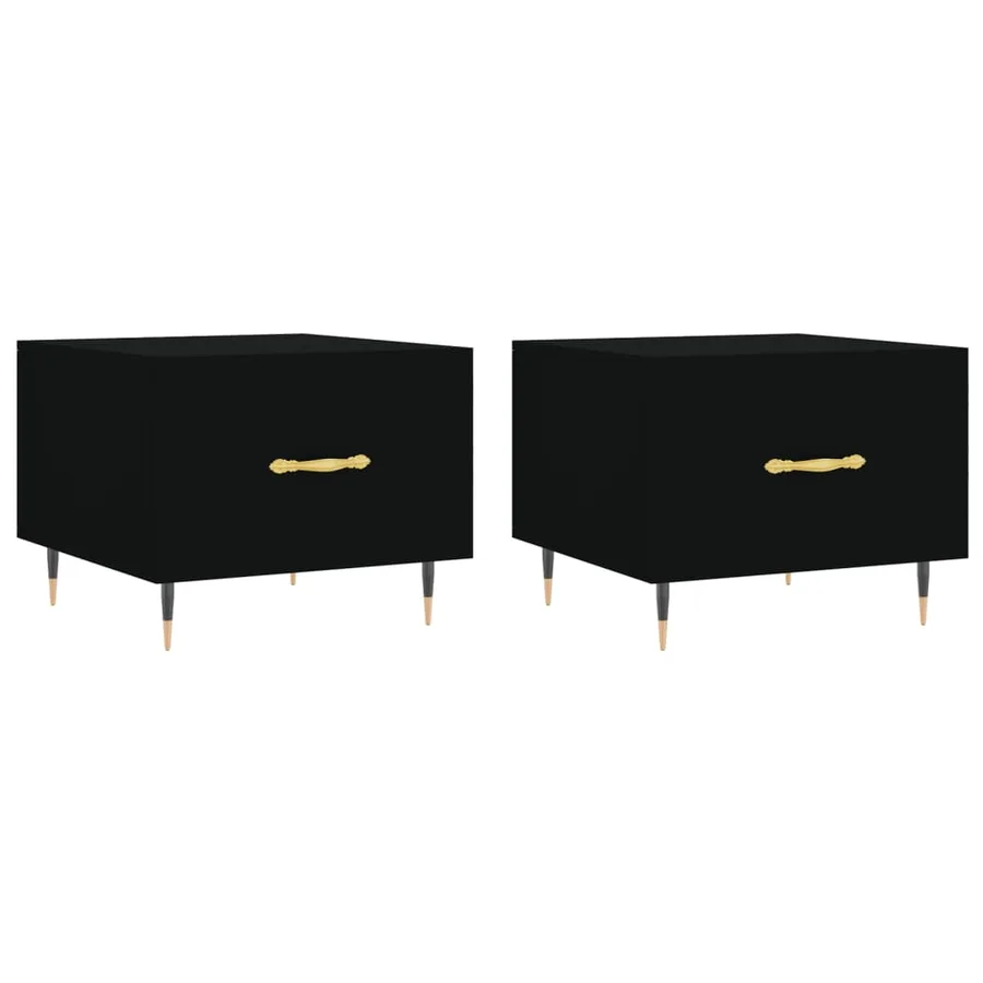 Tables basses 2 pcs noir 50x50x40 cm bois d'ingénierie - 2