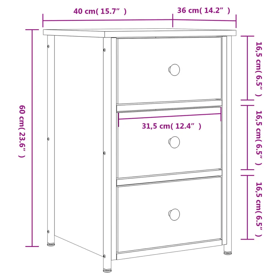 Tables de chevet 2 pcs sonoma gris 40x36x60cm bois d'ingénierie - 12