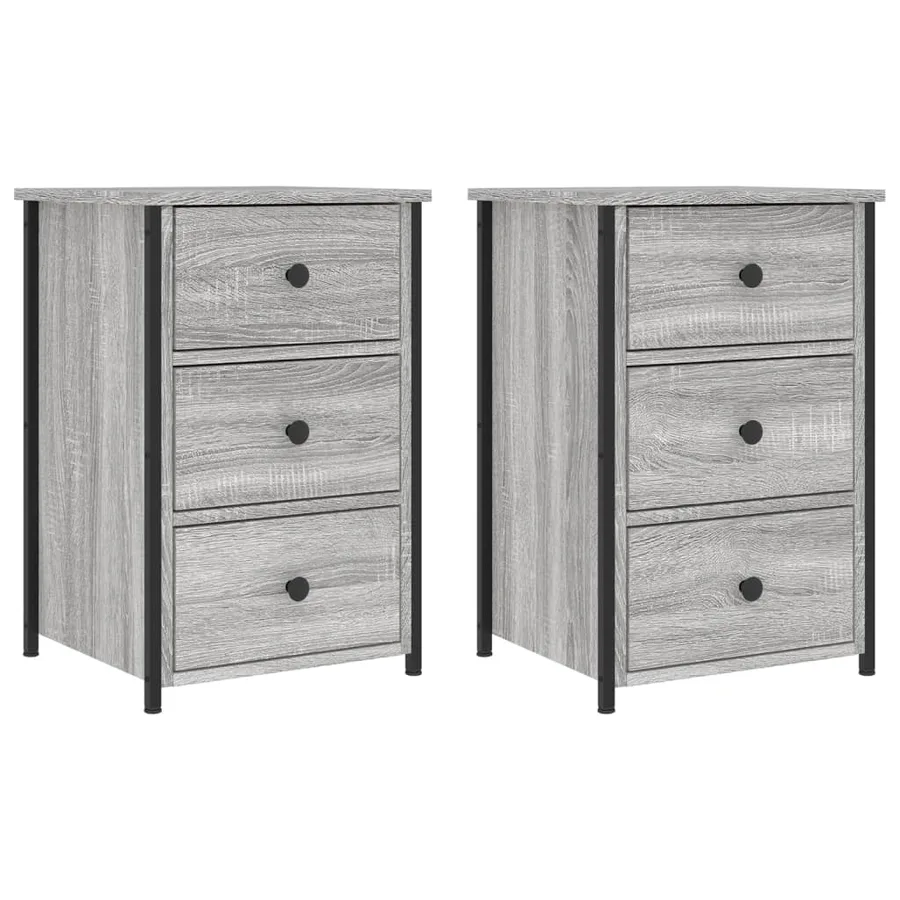 Tables de chevet 2 pcs sonoma gris 40x36x60cm bois d'ingénierie - 2