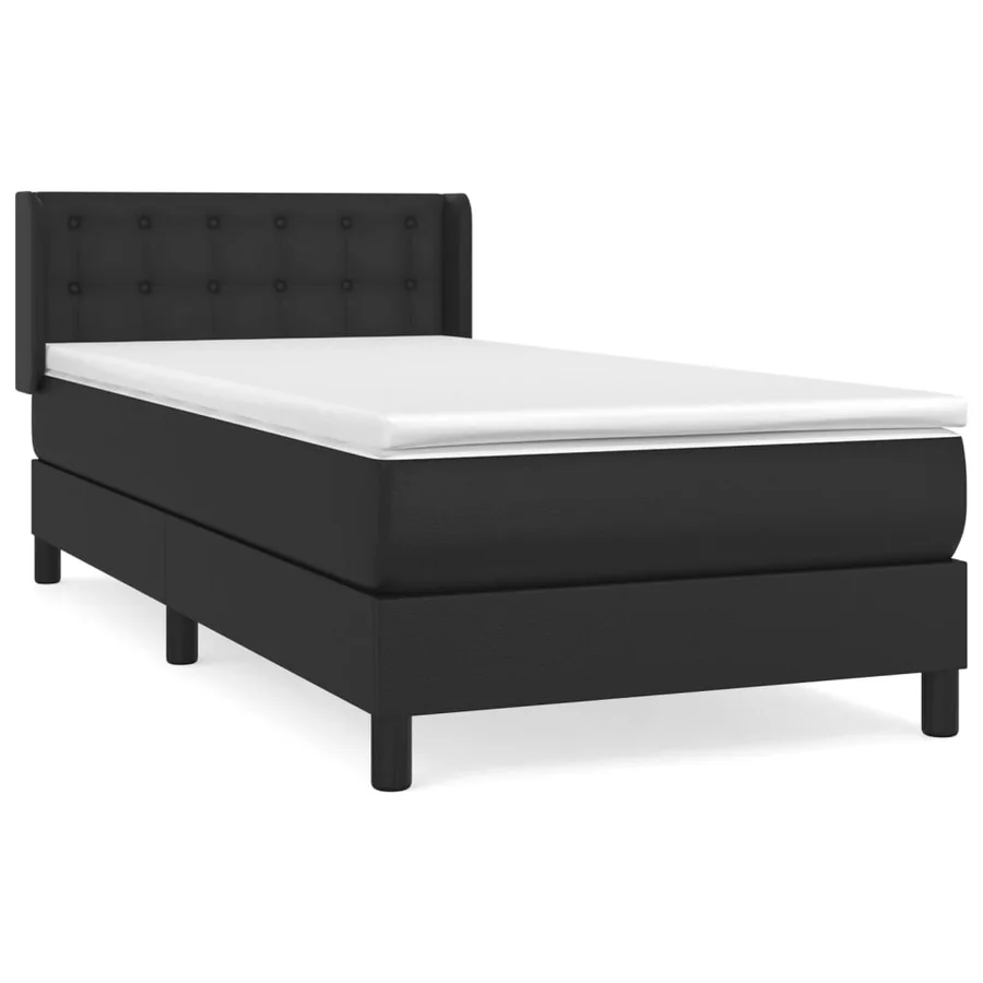 Sommier à lattes de lit avec matelas Noir 90x190 cm Similicuir - 2