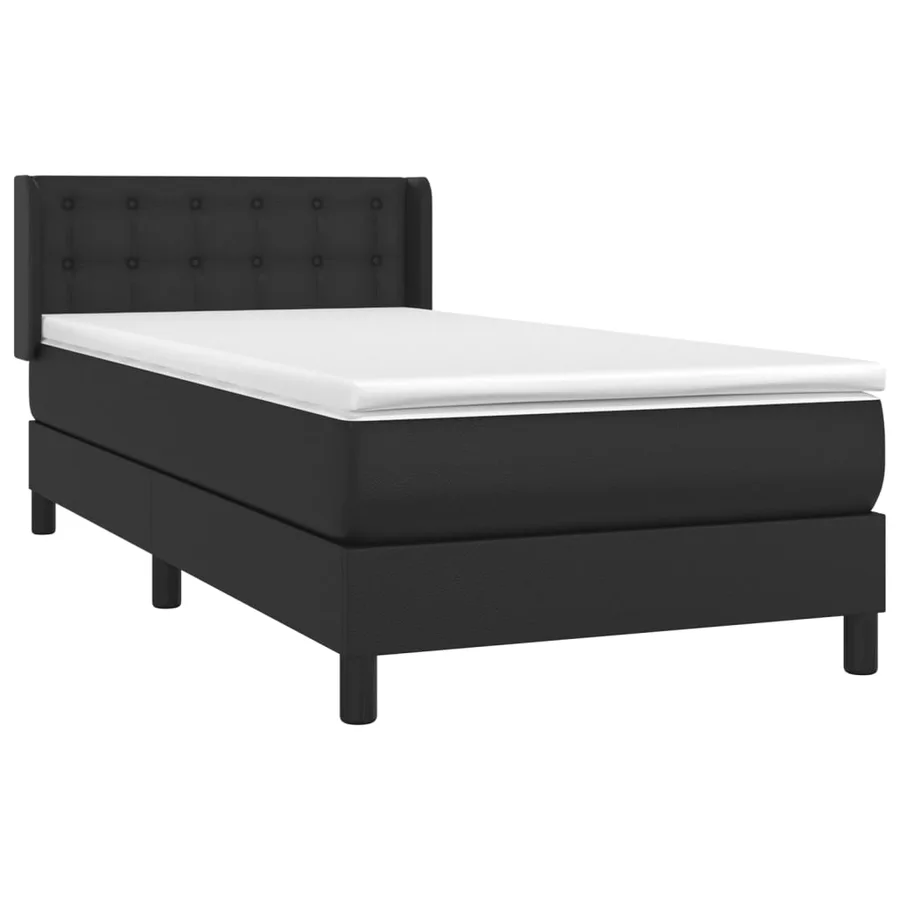 Sommier à lattes de lit avec matelas Noir 90x190 cm Similicuir - 3