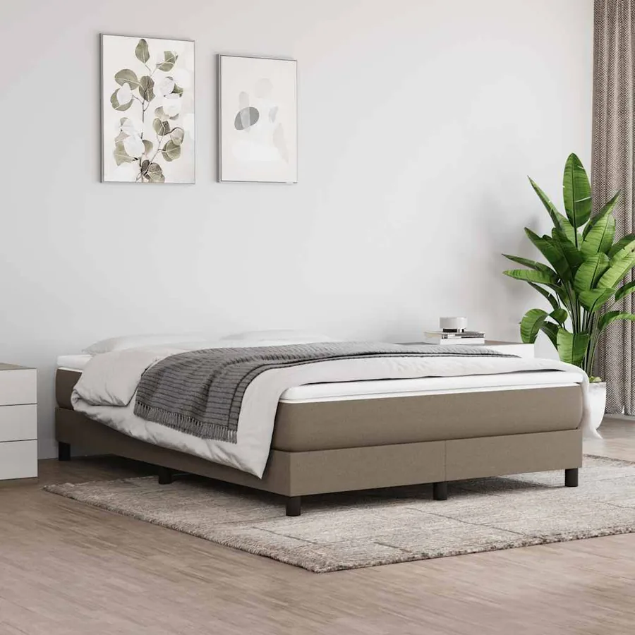 Sommier à lattes de lit avec matelas Taupe 140x190 cm Tissu