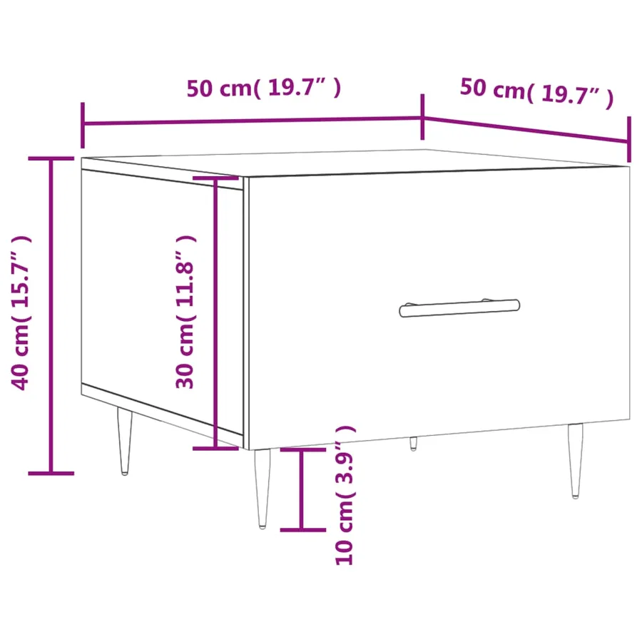Table basse blanc 50x50x40 cm bois d'ingénierie - 12