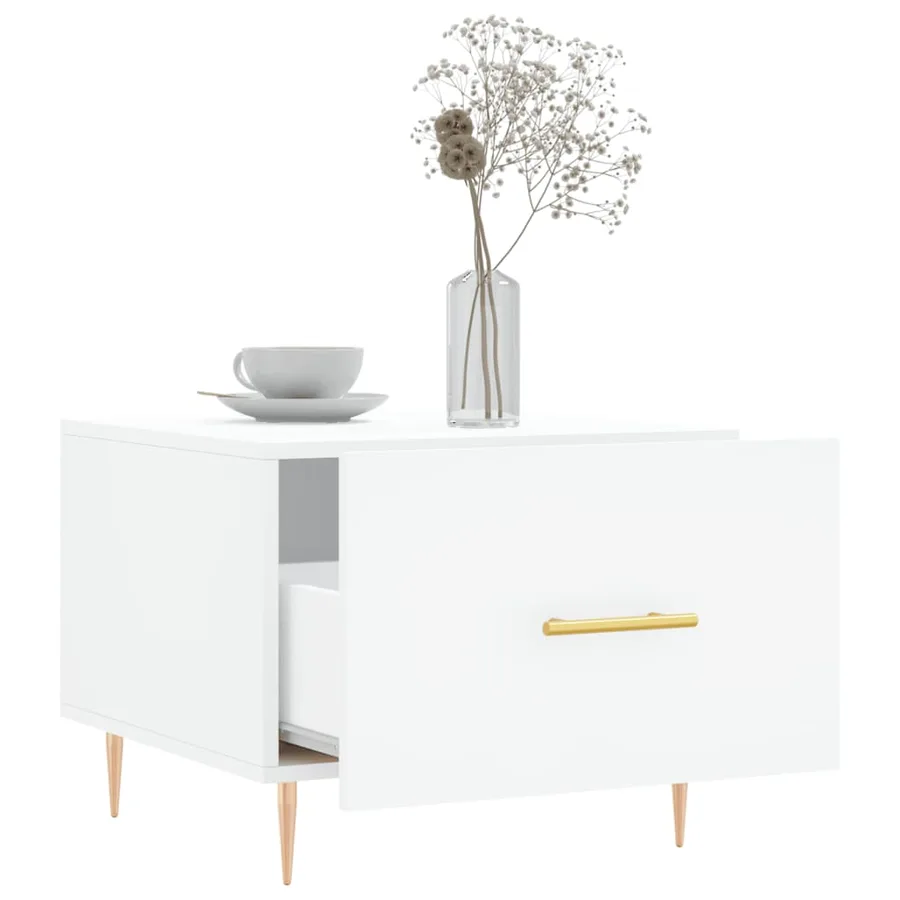 Table basse blanc 50x50x40 cm bois d'ingénierie - 4