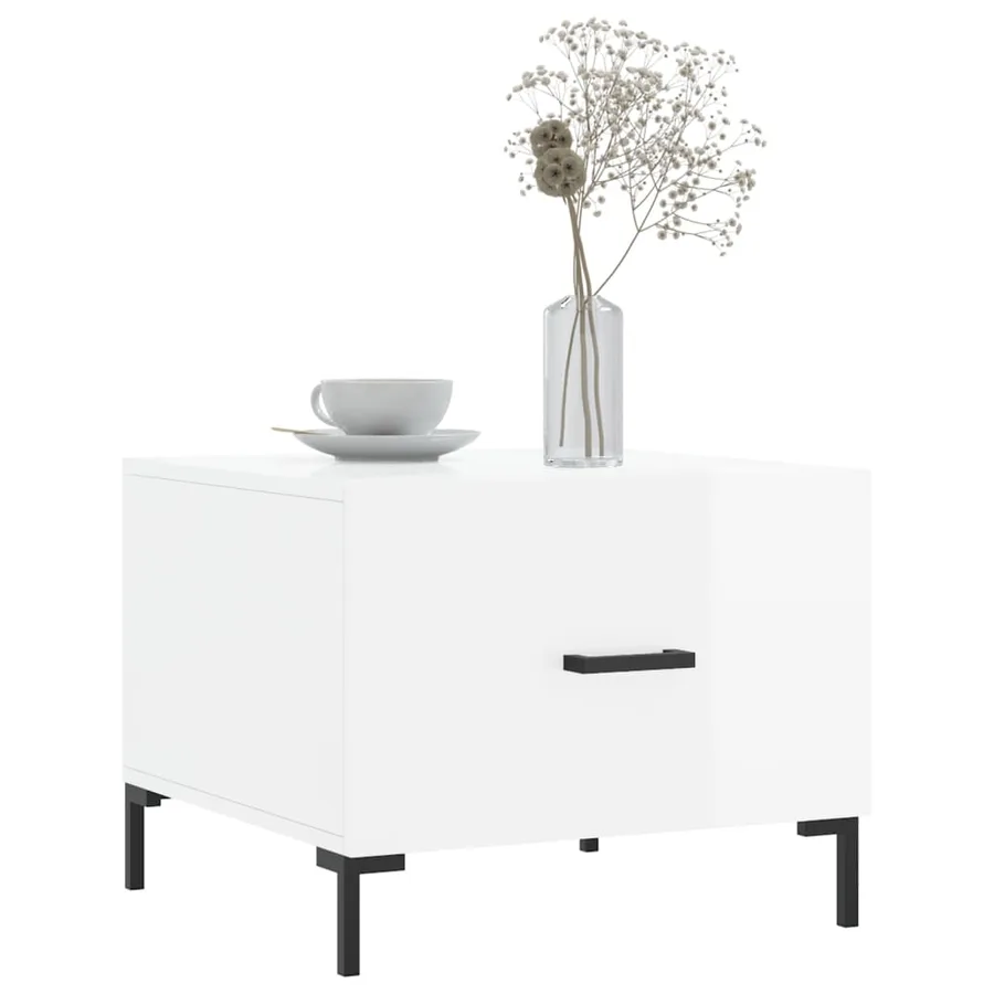 Tables basses 2 pcs blanc brillant 50x50x40cm bois d'ingénierie - 3