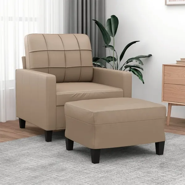 Fauteuil avec repose-pied Cappuccino 60 cm Similicuir