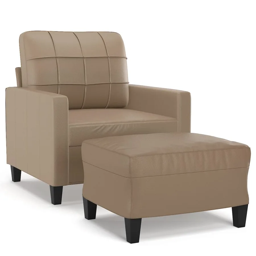 Fauteuil avec repose-pied Cappuccino 60 cm Similicuir - 2