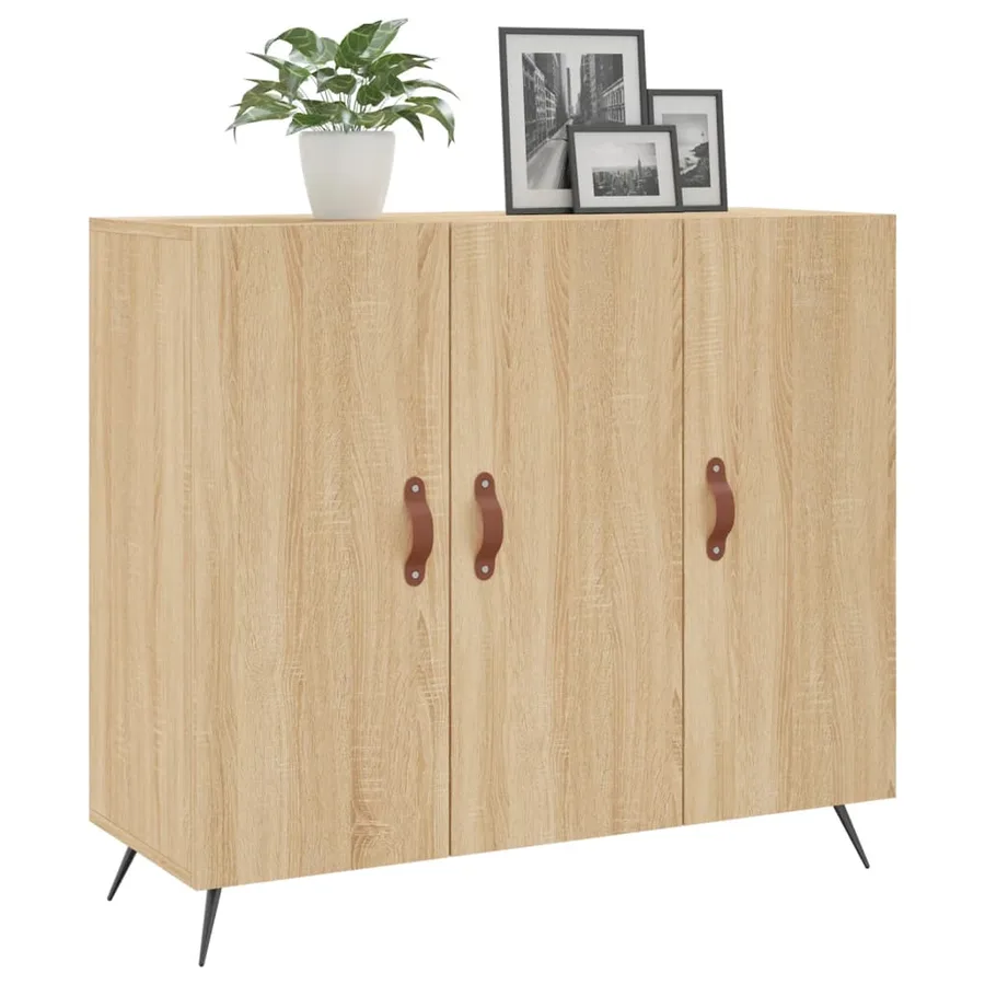 Buffet chêne sonoma 90x34x80 cm bois d'ingénierie - 3