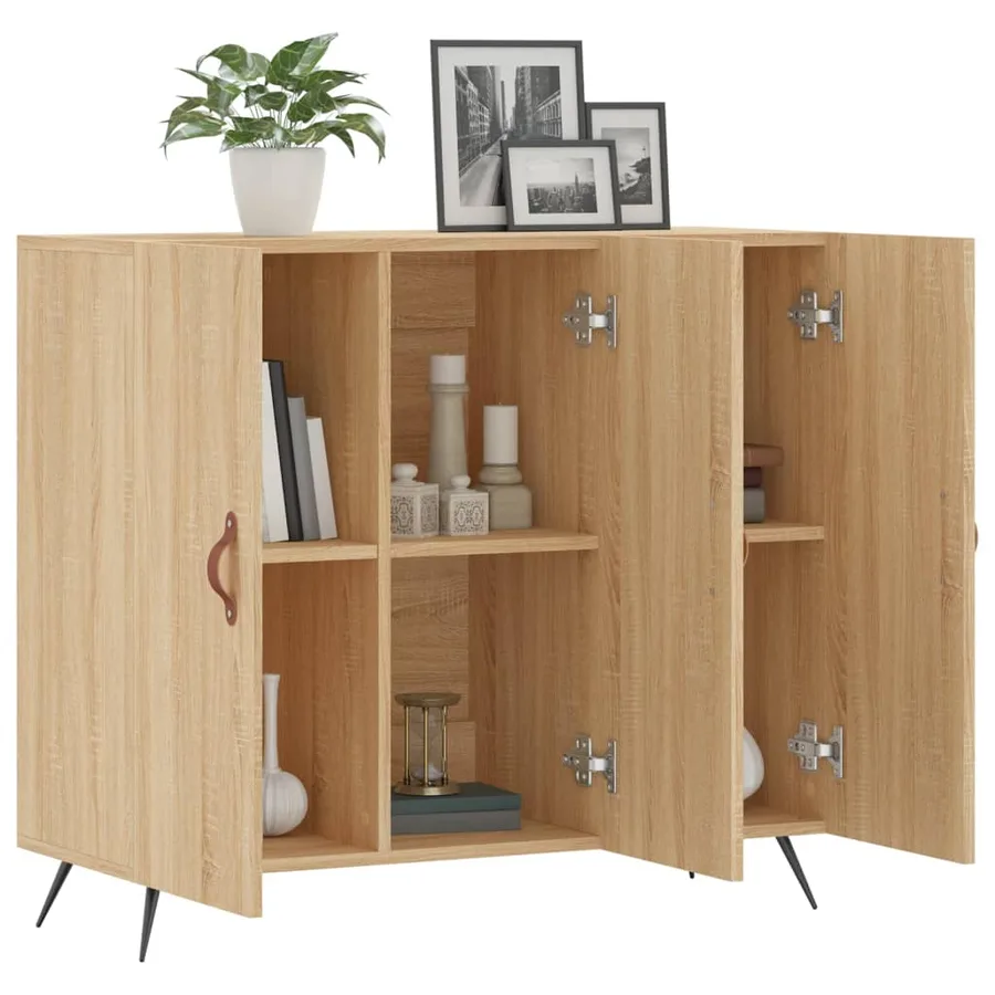 Buffet chêne sonoma 90x34x80 cm bois d'ingénierie - 4
