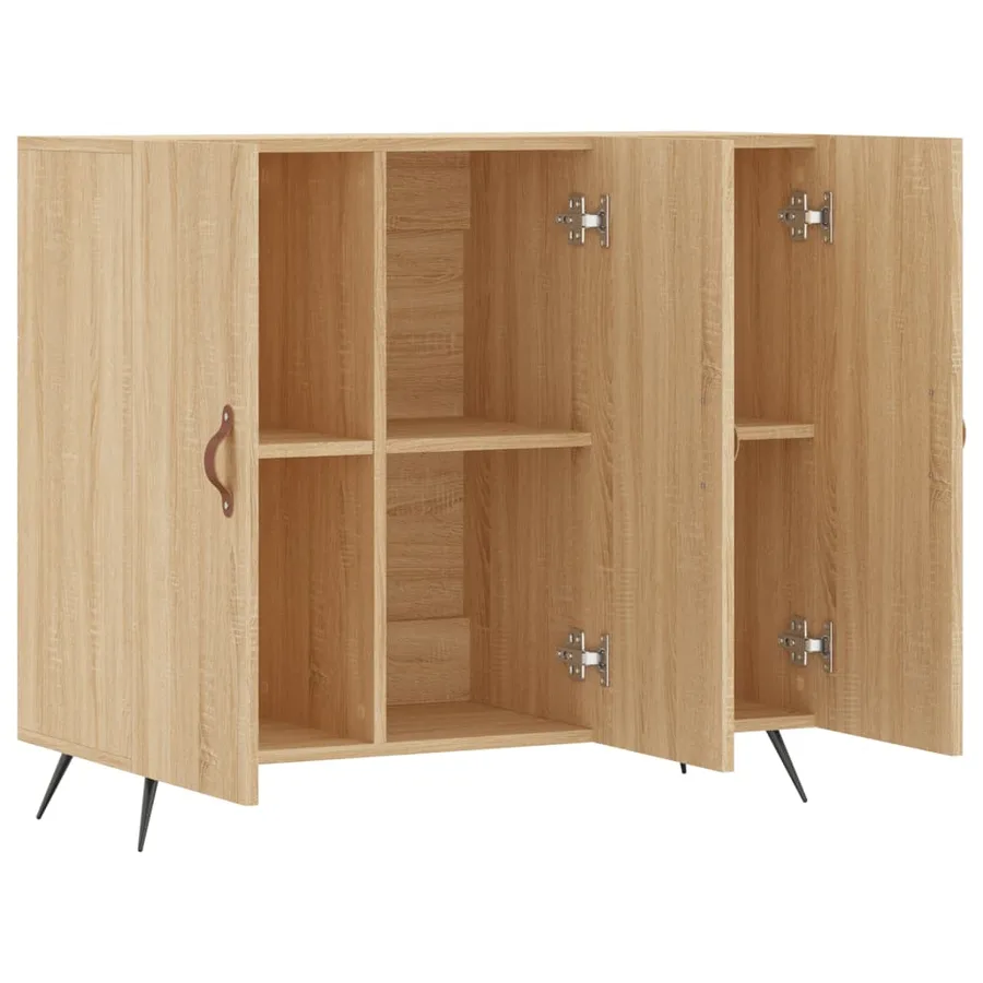 Buffet chêne sonoma 90x34x80 cm bois d'ingénierie - 5