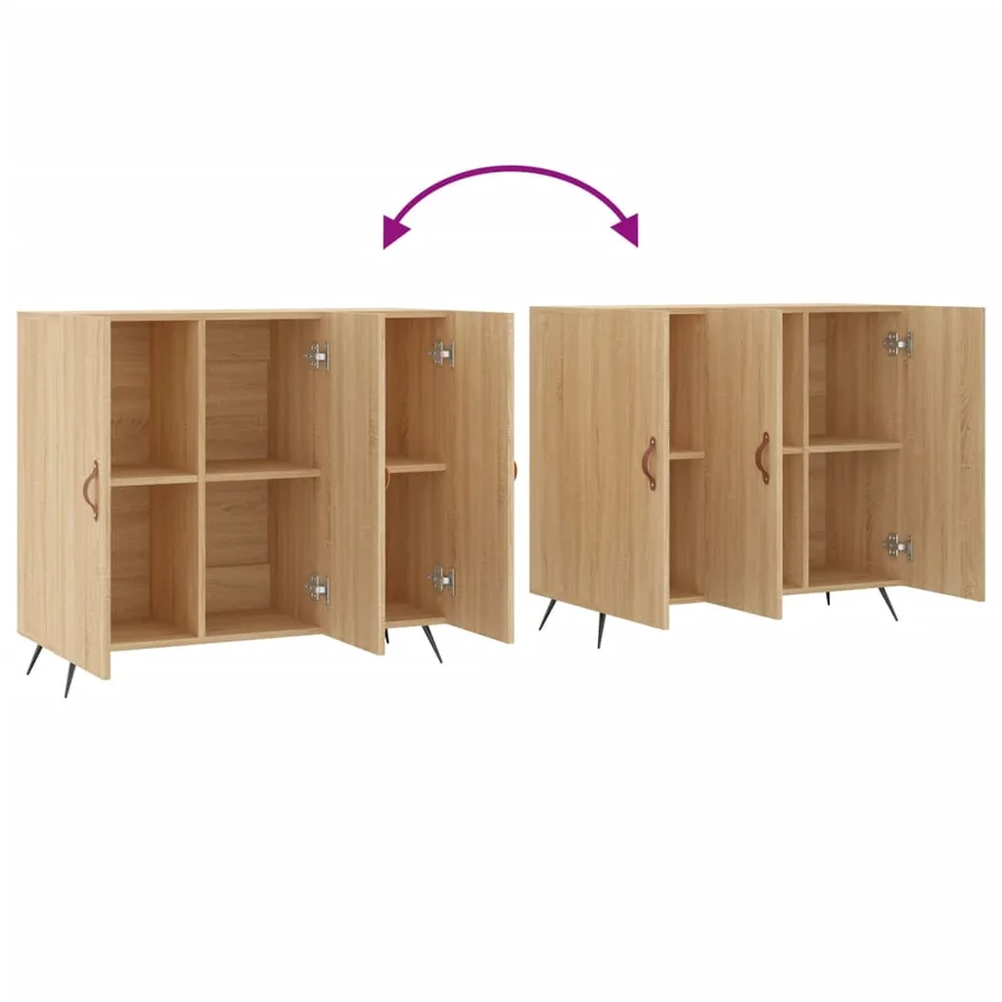 Buffet chêne sonoma 90x34x80 cm bois d'ingénierie - 9
