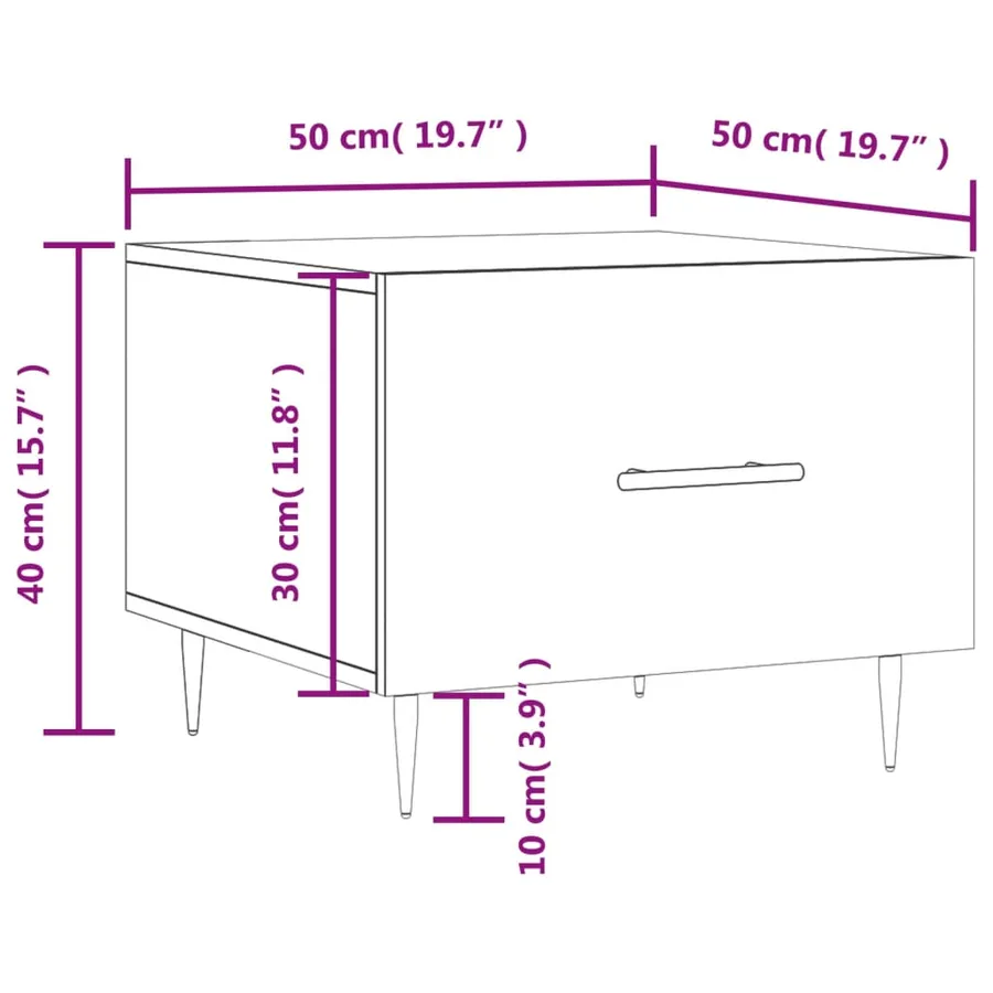 Table basse Noir 50x50x40 cm Bois d'ingénierie - 12