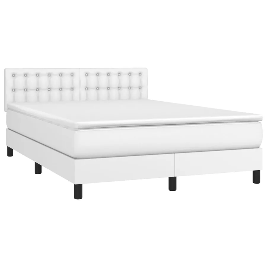 Sommier à lattes de lit avec matelas et LED Blanc 140x200 cm - 3