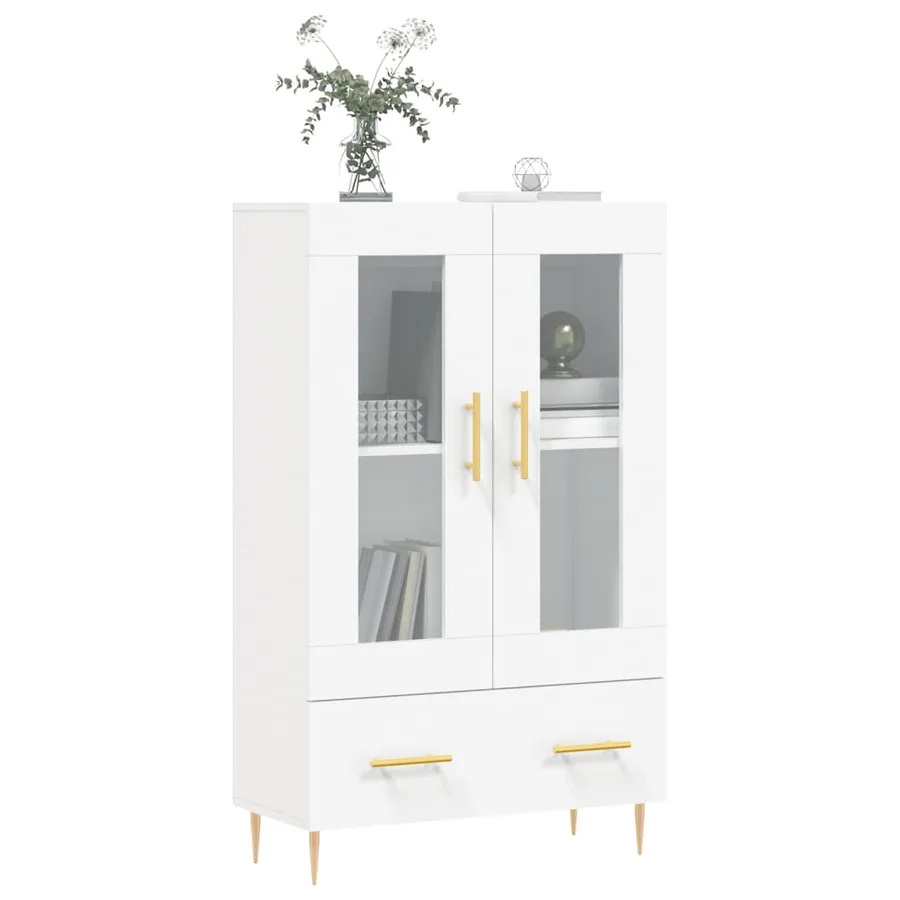 Buffet haut blanc 69,5x31x115 cm bois d'ingénierie - 3
