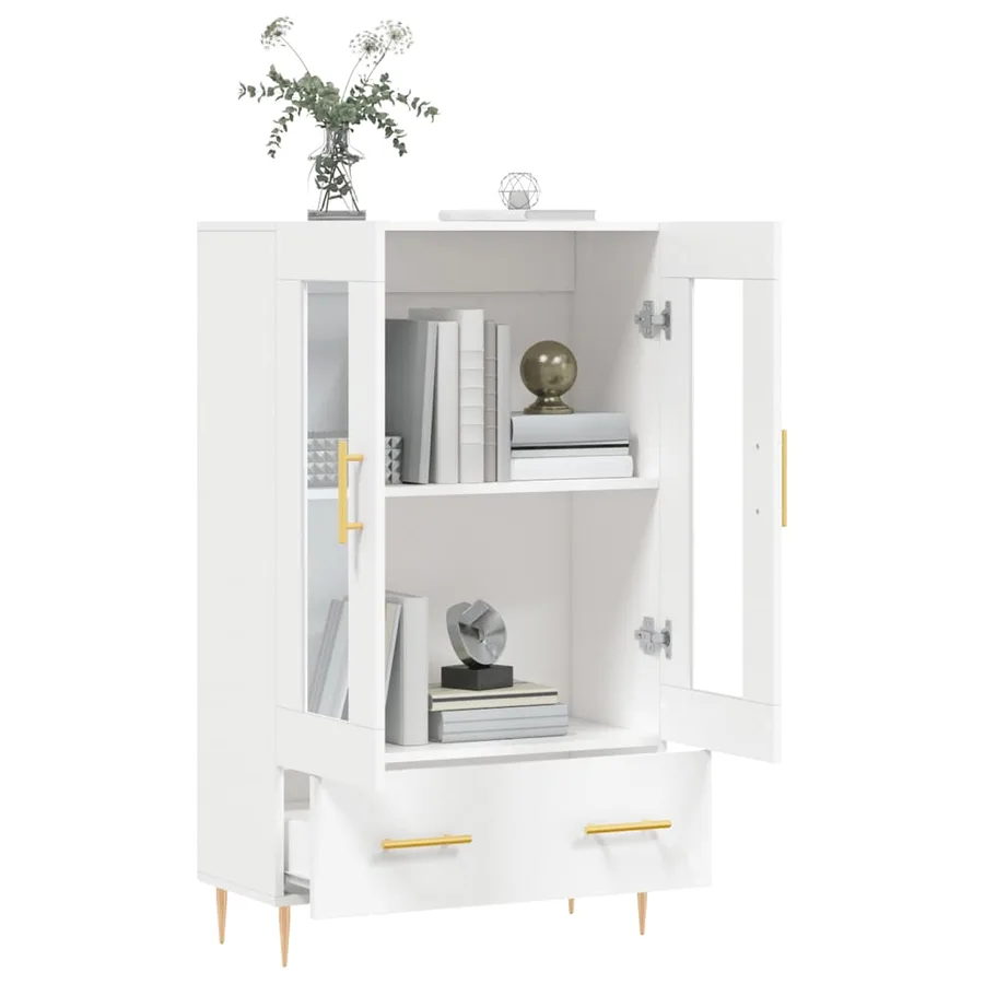 Buffet haut blanc 69,5x31x115 cm bois d'ingénierie - 4