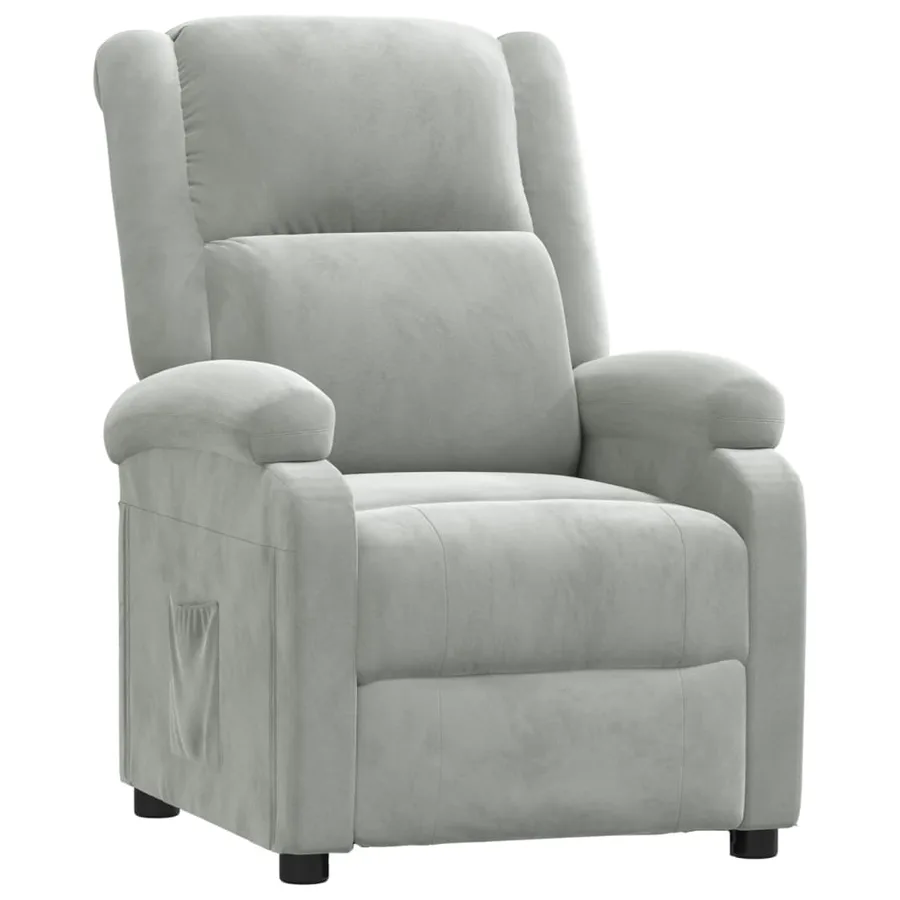Fauteuil inclinable gris clair velours - 2