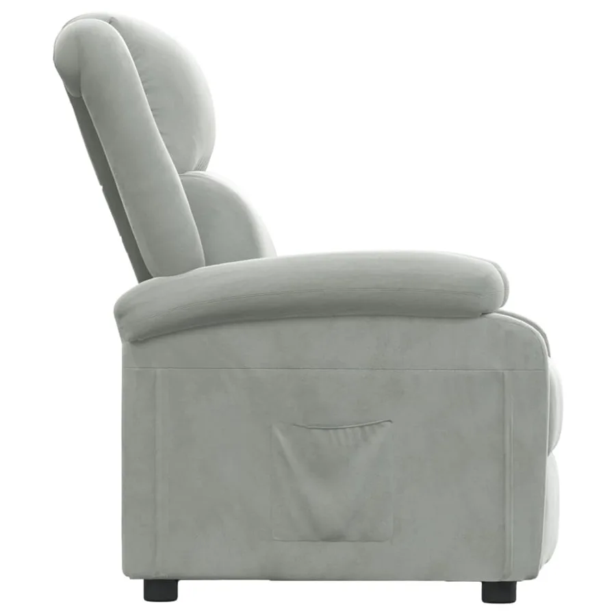 Fauteuil inclinable gris clair velours - 4