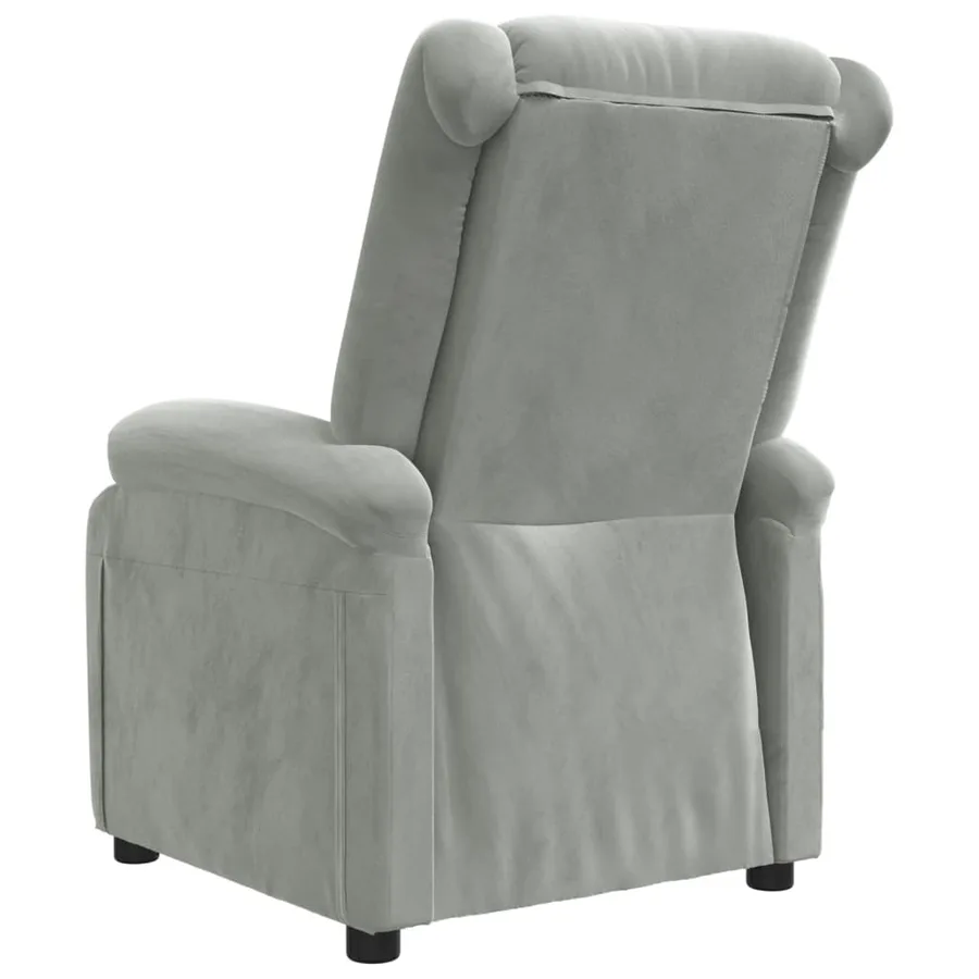 Fauteuil inclinable gris clair velours - 5