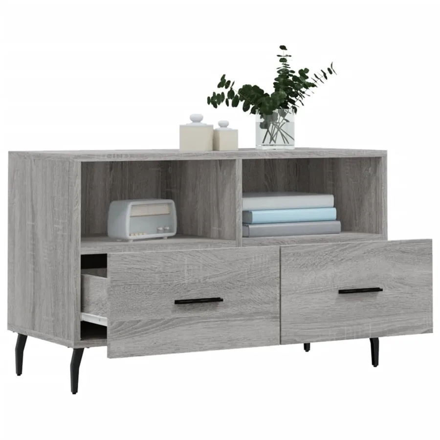 Meuble TV Sonoma gris 80x36x50 cm Bois d'ingénierie - 4